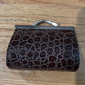 Brown Faux Snakeskin Coin Holder